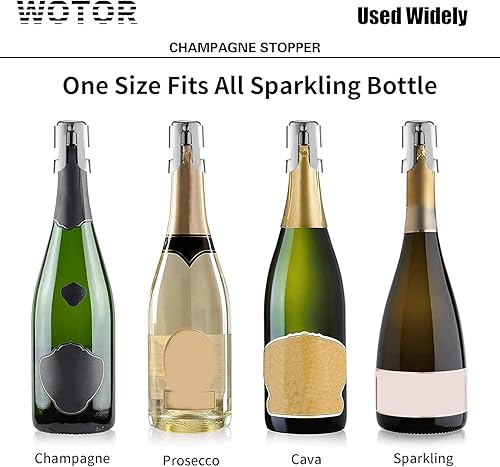 Miniatura 5 de WOTOR Tapones de champán de acero inoxidable – Tapones de botella de champán con sello de silicona, corcho reutilizable y ahorrador, adecuado