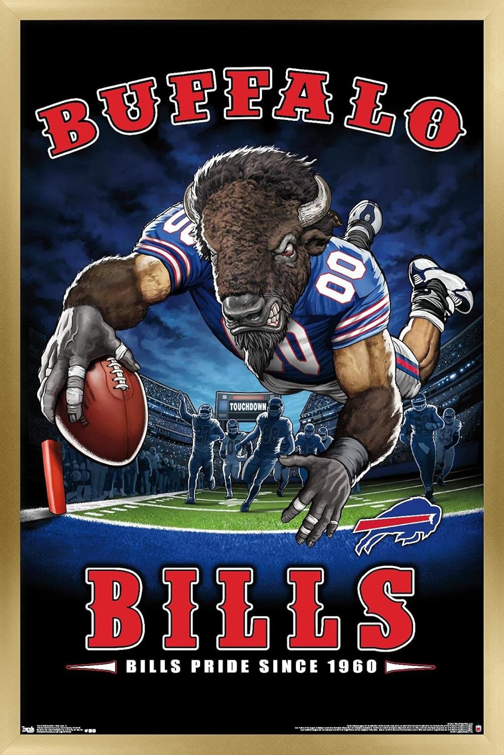 Trends International NFL Buffalo Bills - End Zone 17 Wall Poster, 22.375" x 34", Bronze Framed Version