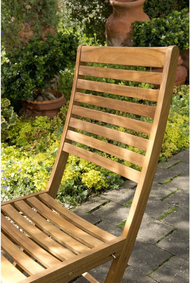Dehner Macao Folding Chair Approx. 95 x 59 x 48 cm FSC Certified Acacia Wood Natural