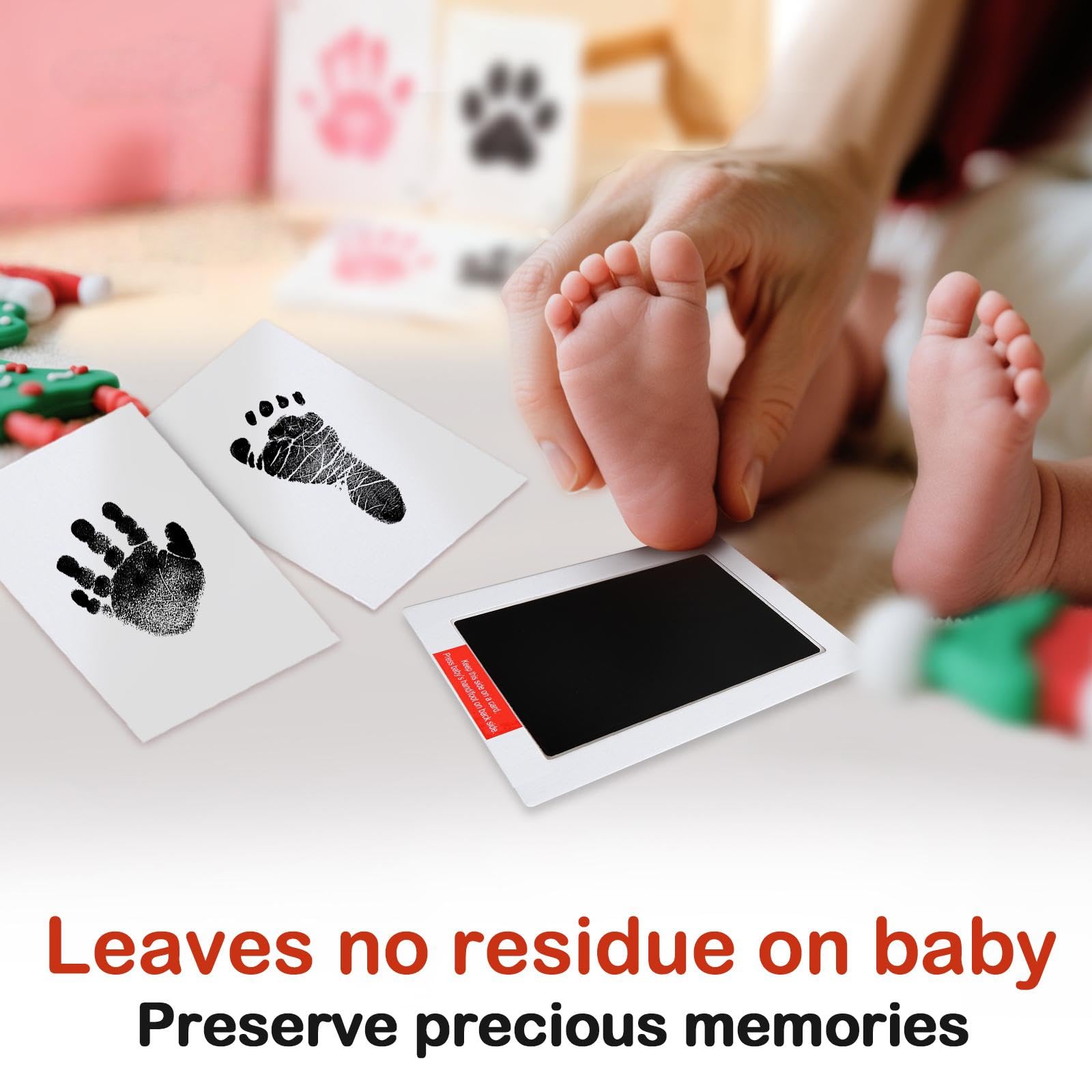 PewinGo XL Size Baby Handprint and Footprint Kit,2 Baby Inkless Print Pads,4 Imprint Cards,Safe for Baby,Baby Footprint Frame,Newborn Keepsake Gifts,Paw Print Kit,Newborn Essentials,Black - Image 4