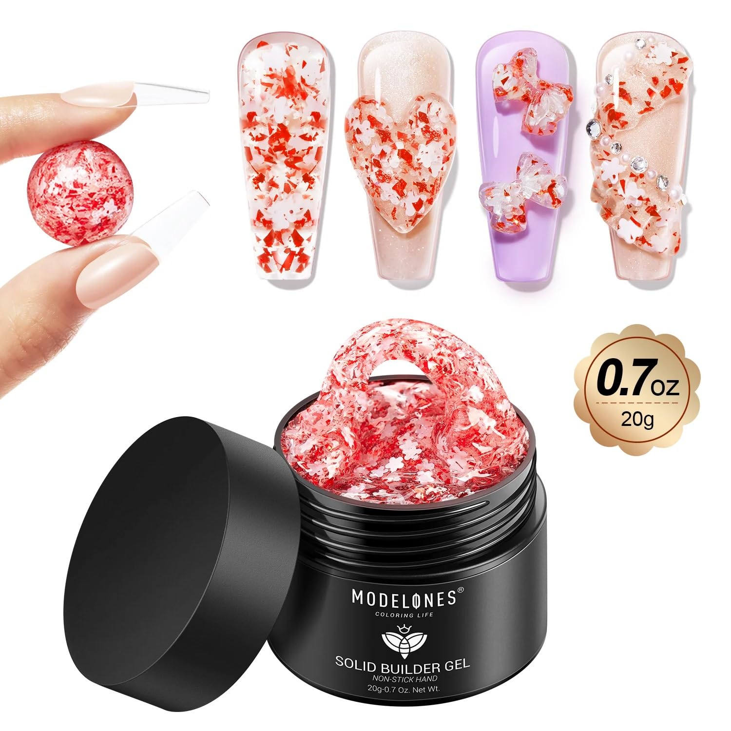 MODELONES Dainty & Beauty - Non-Stick Hands Solid Builder Gel from BELLE GAGA™ Nail Extension Gel Acrylic Gel Nail Strengthen Gel Nail Art Manicure (Dainty&Beauty)-image-49