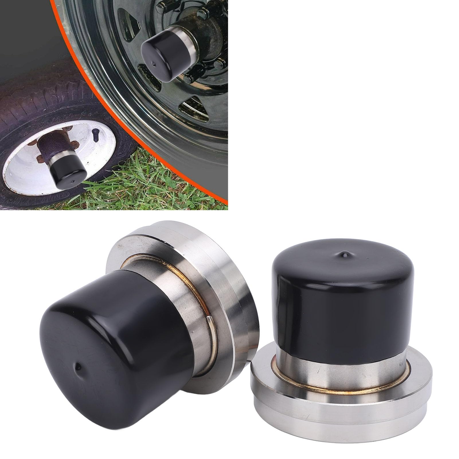 Jiawu 2Pcs 2.717 Inch Diameter Stainless Steel Bearing Protectors, Boat Trailer Wheel Bearing Hub Protector with Protective Bra & Auto Check, Wheel Center Grease Cover