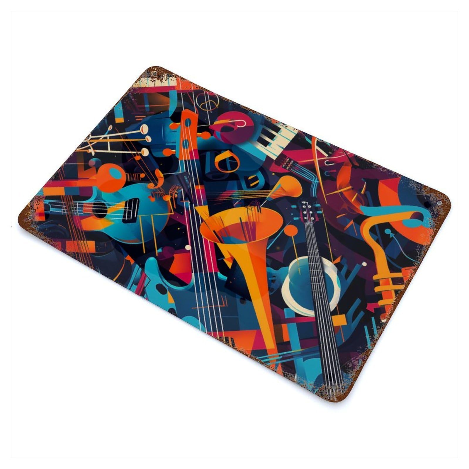 Abstract Music Instruments Retro Metal Sign 11.8"x7.9", Ideal for Cafe, Home Bar And Lounge Decor