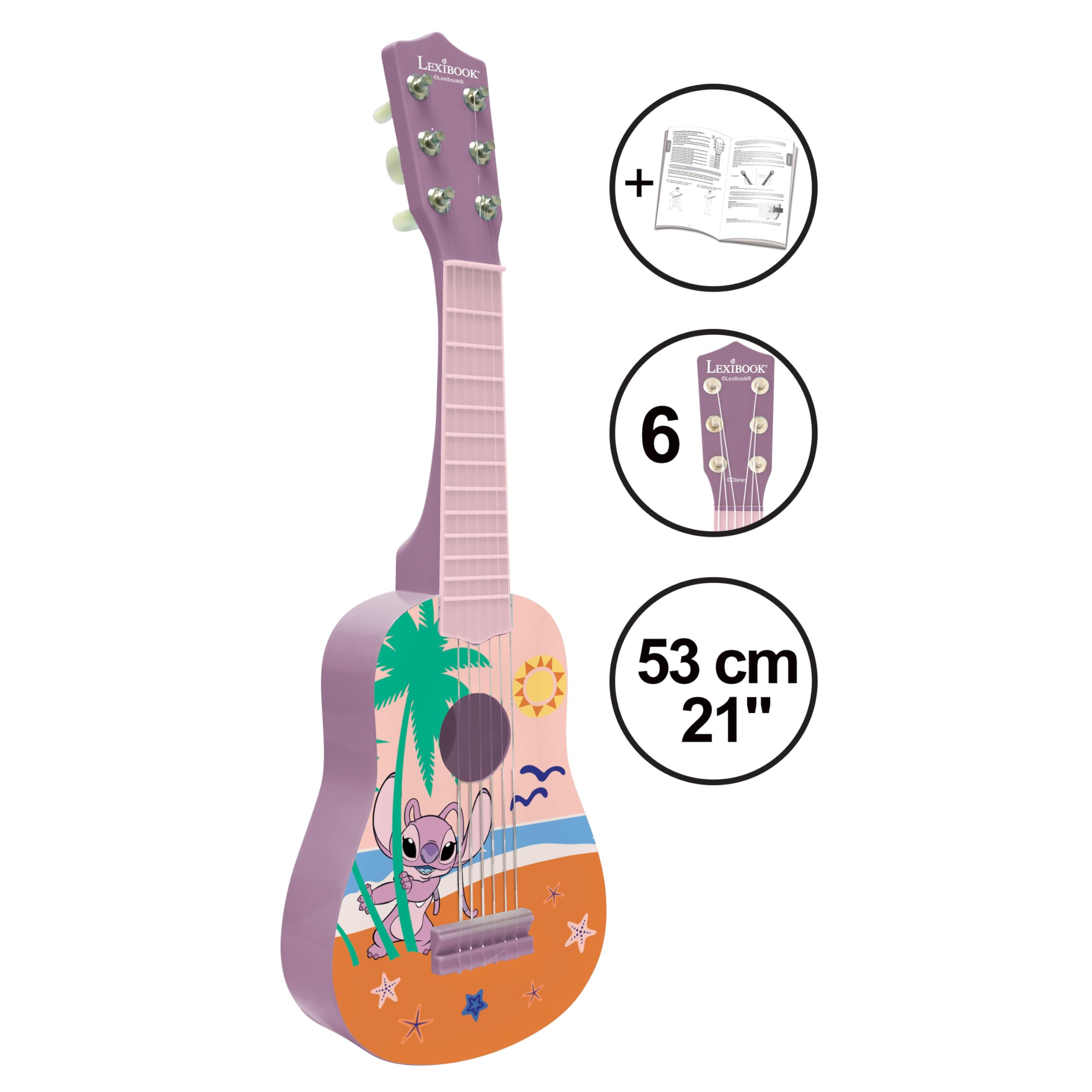 LEXIBOOK, Disney Stitch, My First Guitar Angel, Pink, K200D1LXB, Small - Image 2