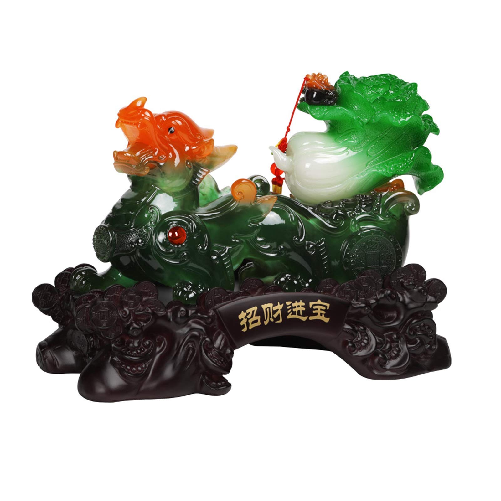 Statue Pi Xiu Feng Shui en résine dorée pour décoration de salon et bureau