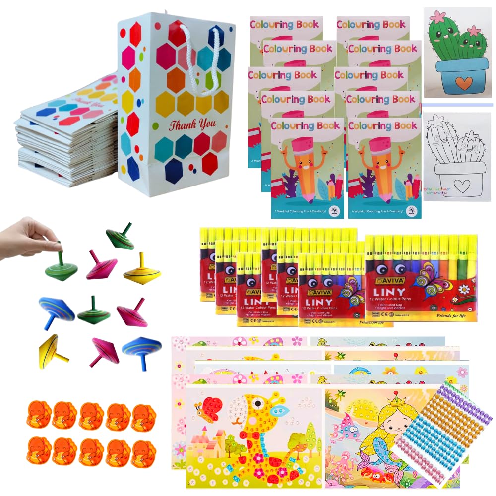 60 Pcs Birthday Return Gift Rainbow Combo Pack - For A Colourfull Birthday Party