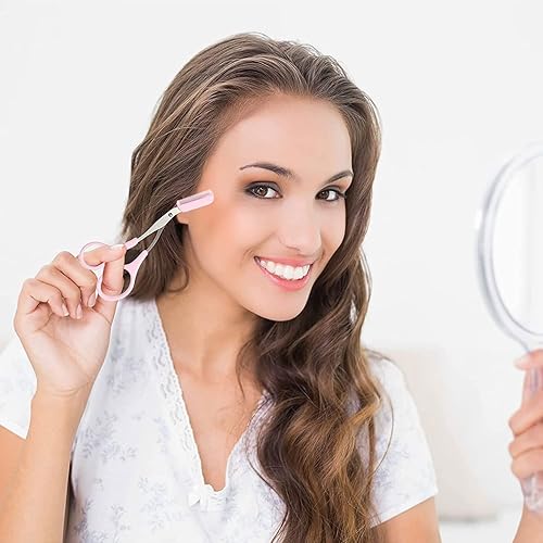 Miniatura 6 de Mudder Tijeras de cejas para mujer, tijeras recortadoras de cejas con peine para modelar cejas, tijeras de peine de corte antideslizantes para