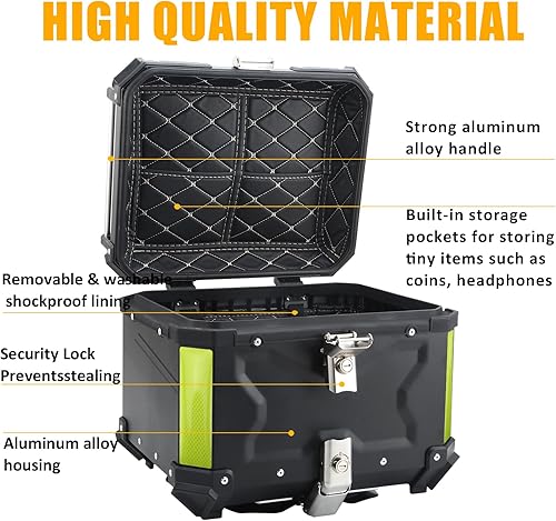 Miniatura 2 de LASIEYO 2023 - Maleta superior de motocicleta de 45 litros, caja de aluminio con cerradura de seguridad para almacenar casco de equipaje grande,