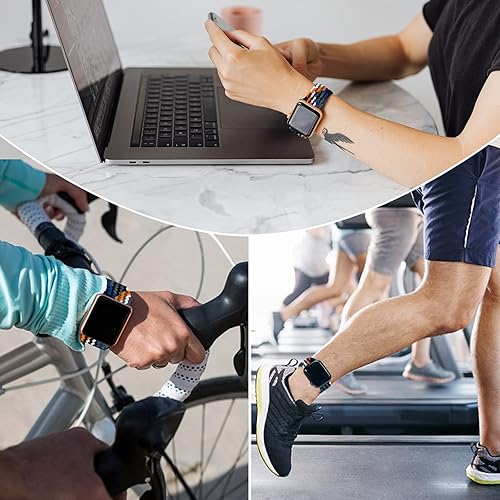 Miniatura 6 de Nepfaivy Compatible with Apple Watch Band - 38mm 40mm 41mm Braided Stretchy Sport Band for Apple Watch Series SE 8 7 6 5 4 3 2 1, Women Men Nylon