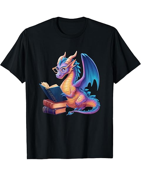 Bookworm Book Lover Women Girls Dragon Reading T-Shirt