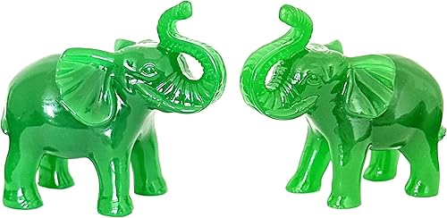 Feng Shui Mini Trunk Up elefante con ru Yi Estatua para buena fortuna