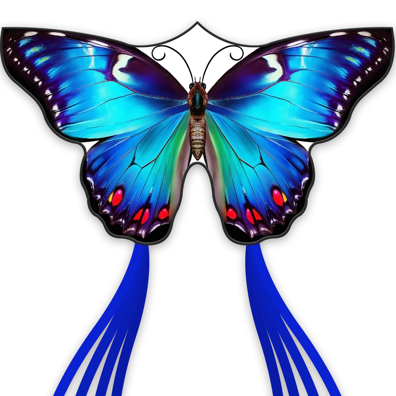 Beautiful Butterfly Kites for Boys and Girls,Large Easy to Flyer with String and Handle,Beach Kite for Family Outdoor Activities(Moonlight Butterfly)