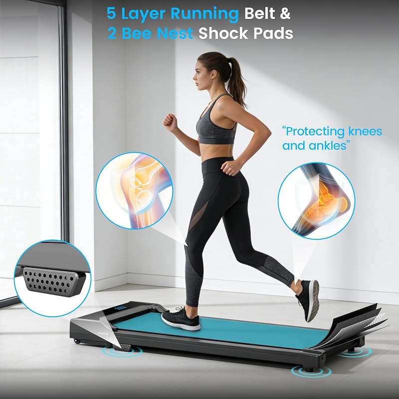 Walking Pad Treadmill for Home - Under Desk Walking and Running with Remote Control Portable Electric Machine Adjustable Slim Compact with 0.6-4.0MPH Modes Max up 265 Lbs for Home Office image 3