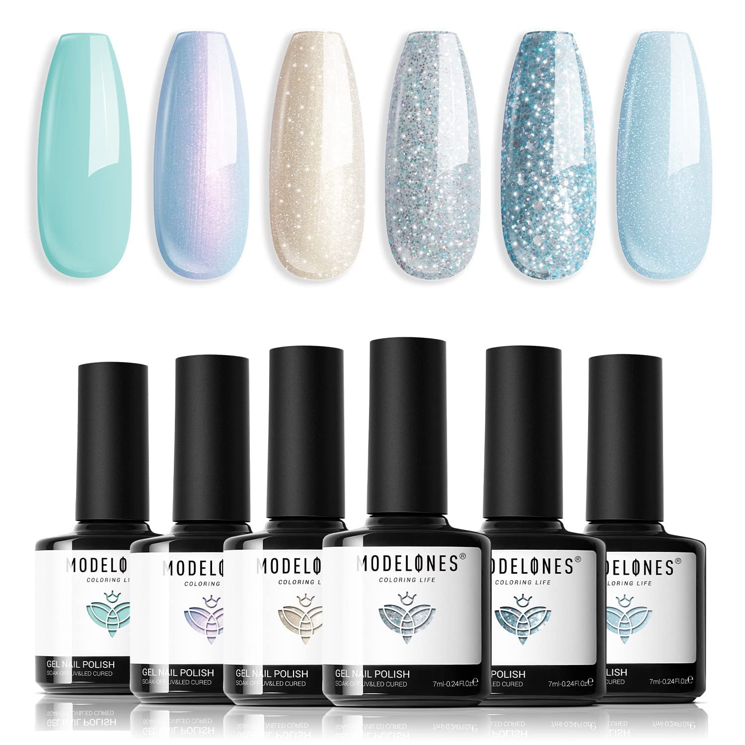 modelones Uv Nagellack Set, 6 Farben shellac Gel Nail Polish Set