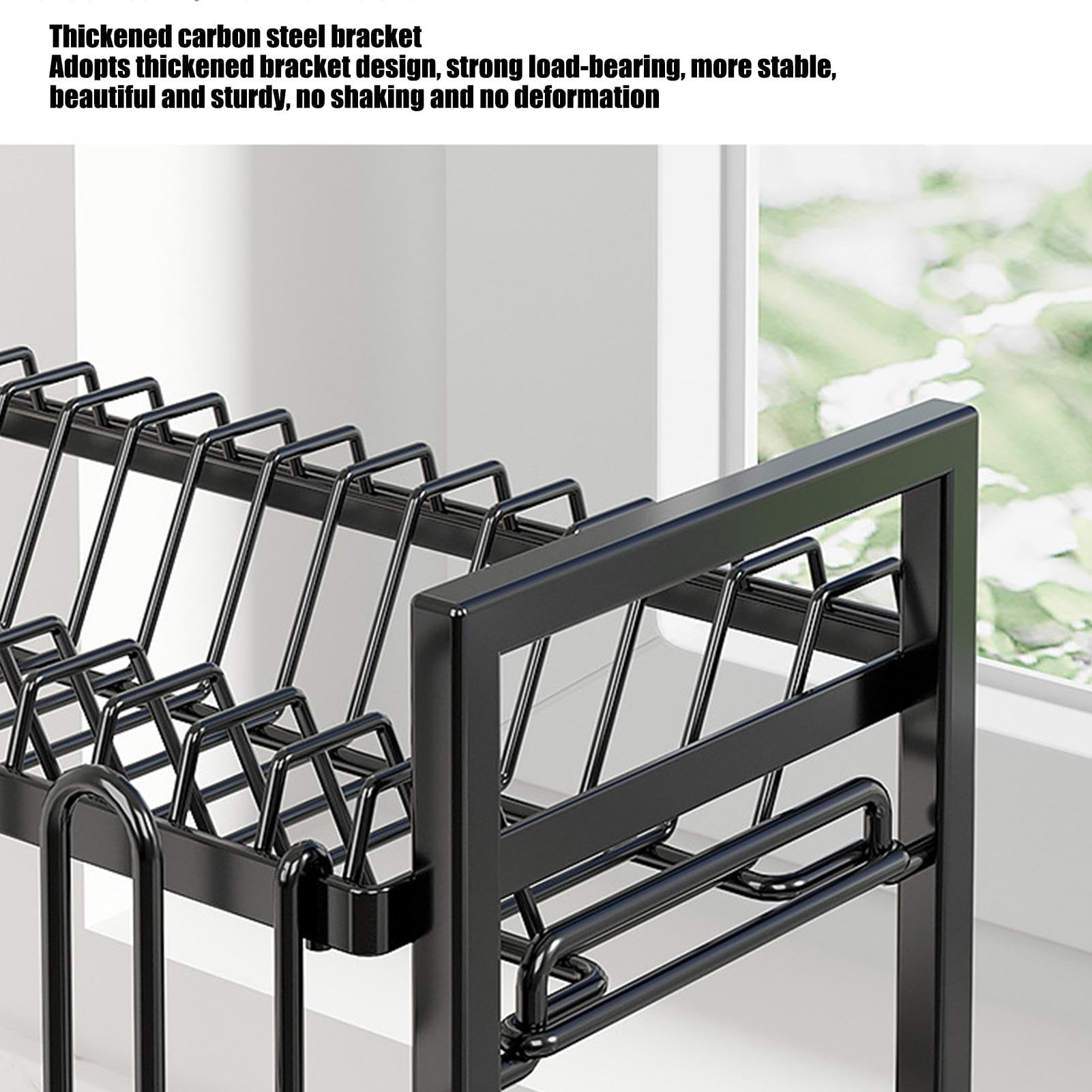 Estante para platos de cocina, estante para secar platos para cocina | Soporte para platos de encimera con diseño de doble capa para tazas, platos pequeños,