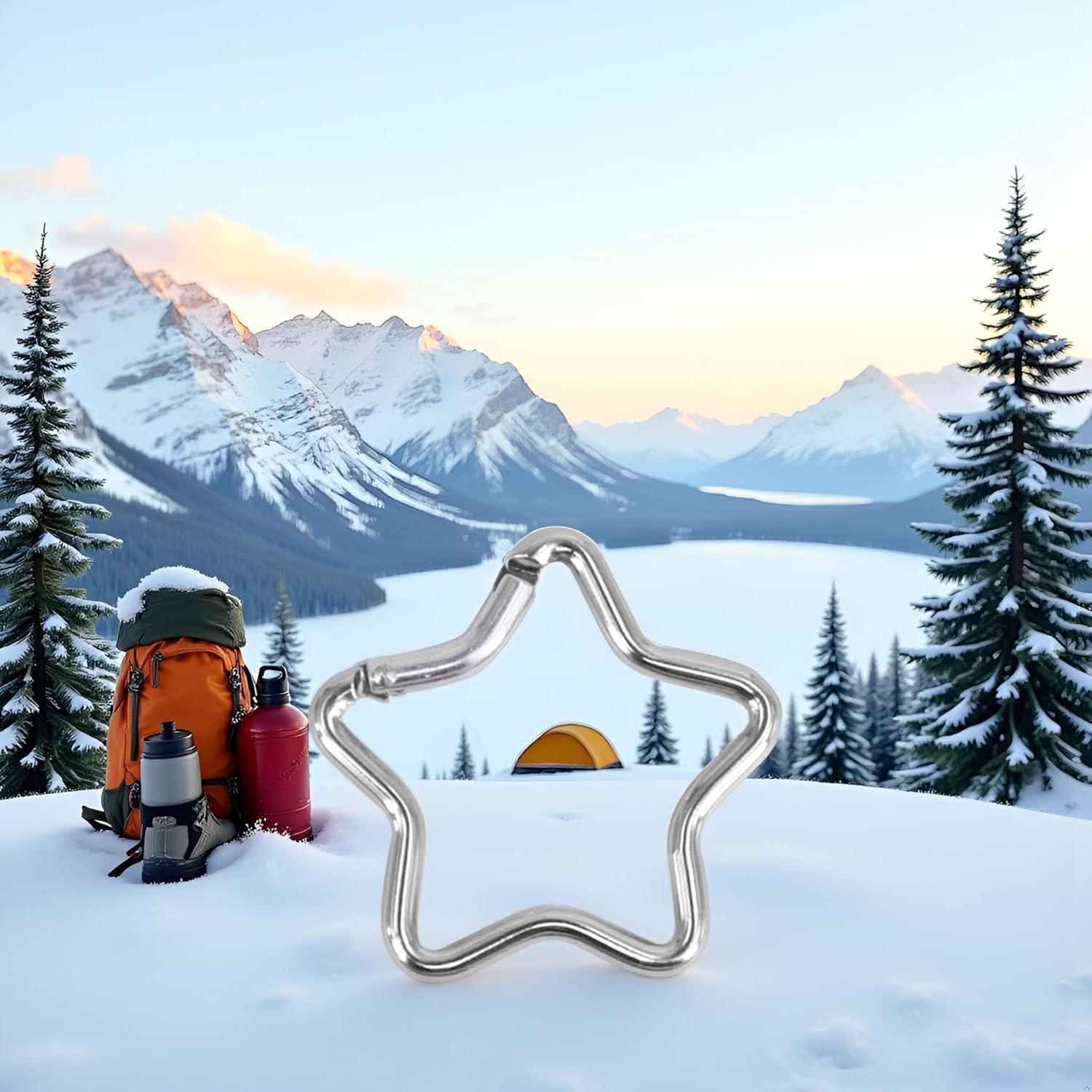 1 Pc Carabiner Clip Star Shaped Climbing Buckle Aluminum Alloy Heavy Duty Keyring Hook for Camping Fishing Hiking Traveling Spring Loaded Carabiner Keychain Accessory - Image 5
