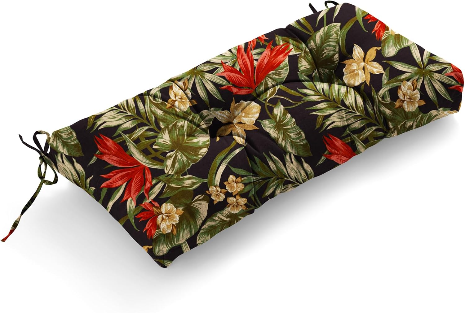 Indoor Outdoor Bench Back Cushion 24"x16"x6", Non-Slip Straps Tufted Back Pillow, Waterproof All Weather Patio Loveseat Back Cushion for Garden Bench, Window Seat, Swing, Settee,Floral