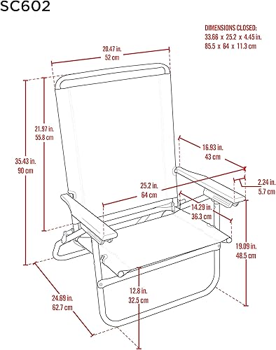 Miniatura 3 de Tommy Bahama Paquete de 2 sillas de playa plegables de 4 posiciones, color azul