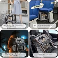 Lekespring 2in1 Kisállat Hordozó Hátizsák Trolley Funkcióval - Bővíthető Szürke Kutyahordozó 10kg-ig, Kényelmes Utazótáska Kistestű Kutyákna 6