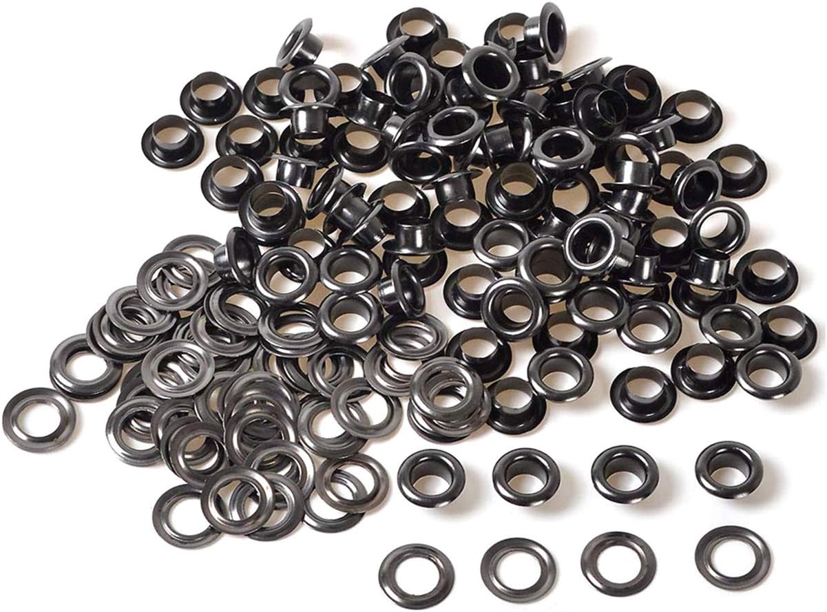 Trimming Shop 4mm Eyelets with Washers Durable Iron Grommets for Clothing Decoration, DIY Projects, Leathercraft, Scrapbooking, Shoes, Bags, Gunmetal, 100pcs