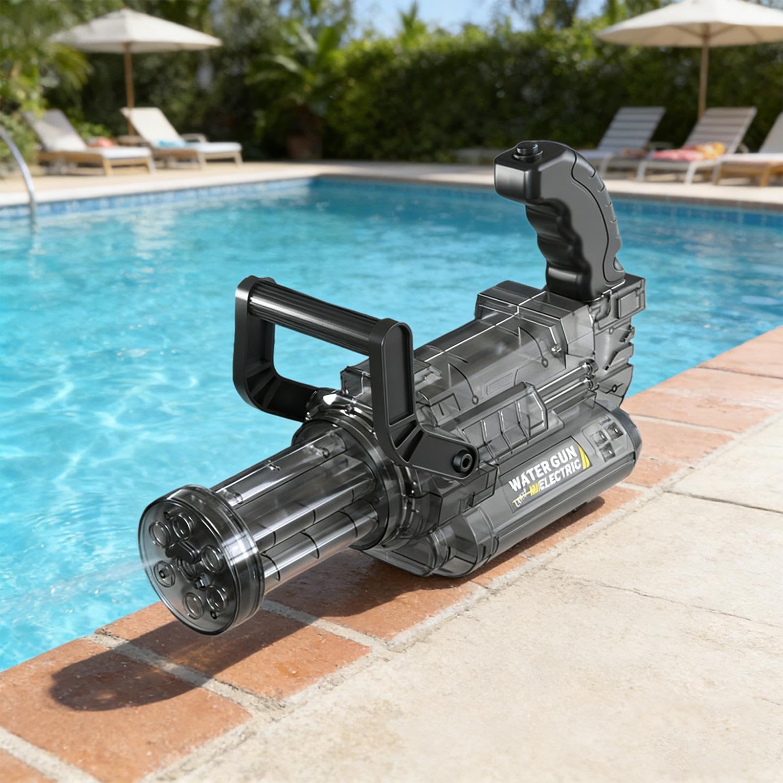 Giocattolo Elettrico per Pistola ad Acqua Sparatore Automatico per Esterni | Giochi da Piscina con Effetti Luce e Fiamma per Bambini Giardino Feste Estive Spiaggia