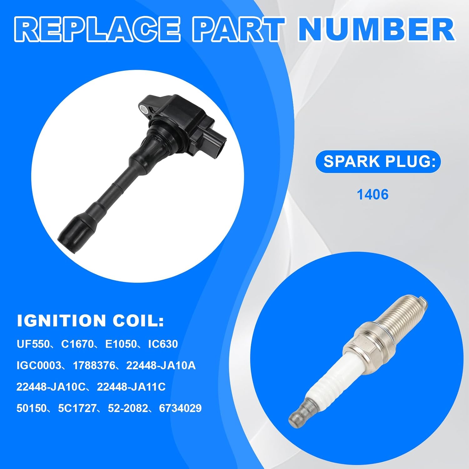 UF550 Ignition Coil Pack & Iridium Spark Plug for Infiniti EX35 FX35 G25 G35 JX35 M35 M35H Q50 Q70 QX60 Nissan 350Z Altima Maxima Murano Pathfinder Quest 2007 2008 2009 2010 2011 2012 2013 2014-2024