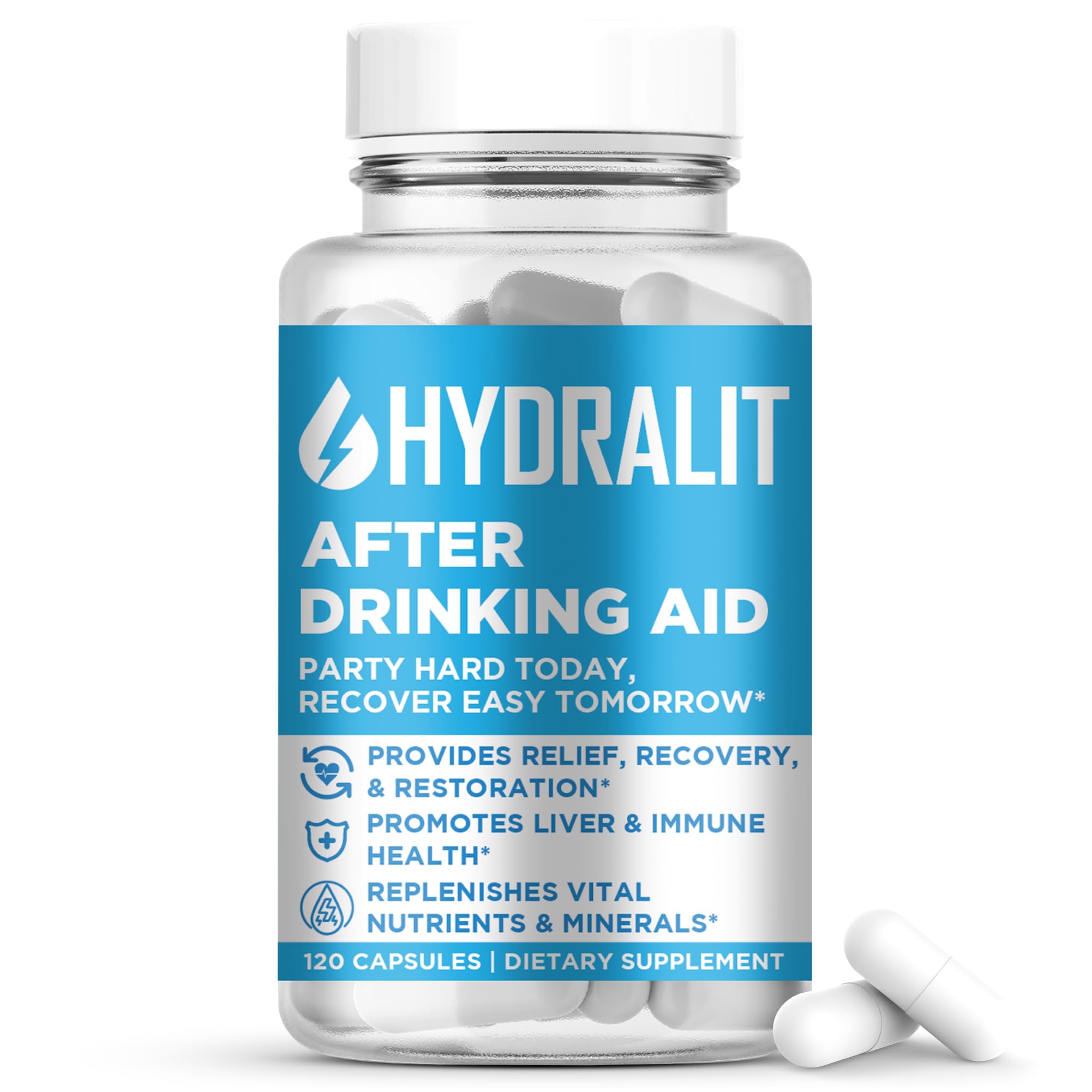 After Drinking Aid Supplement Pre Game Party Pills Electrolytes Hydration DHM Milk Thistle Weekend Recovery Vitamins Relief Formula Better Mornings Alcohol Liver Health Support 120 Capsules