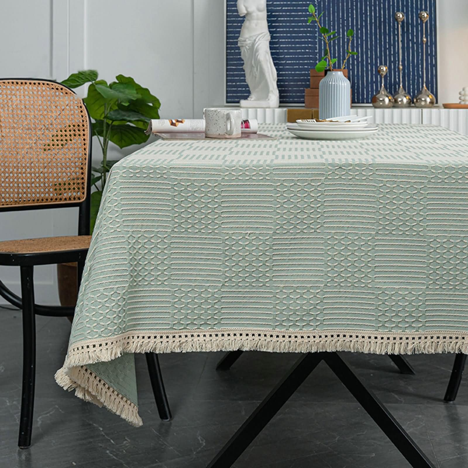 Nappe de table rectangulaire 140x200 vert moderne anti-tache
