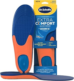 Dr. Scholl’s Extra Comfort Support Insoles for Men Size 8-14: Massaging Gel Arch Support for Big & Tall, Wide Feet, Trim to Fit