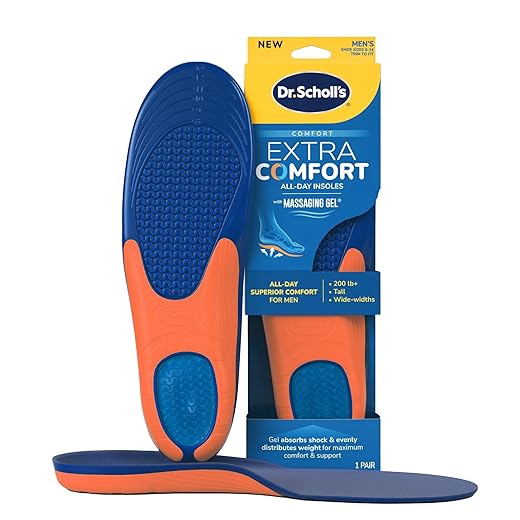 Dr. Scholl's Extra Support Insoles Superior Shock Absorption and Reinforced Arch Support for Big & Tall Men to Reduce Muscle Fatigue So You Can Stay on Your Feet Longer (for Men's 8-14)