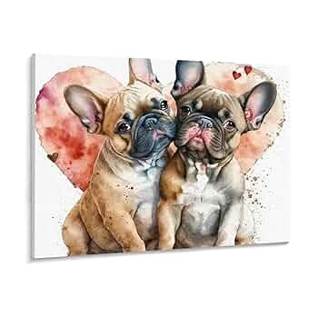 クロケン　花咲く金のなる木と白ヘビandフレンチブルドッグ　　絵画 クロケン 花咲く金のなる木と白ヘビandフレンチブルドッグ 絵画