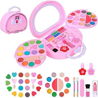 Makeup Set, Girls, Kids, Cosmetics, Elementary School, Makeup, Toys, Kids, Makeup Set, Girls, Washable, Makeup Box, For Children 3, 4, 5, 6, 7, 8, 9, 10 Years Old, Birthday Gift Pink 635