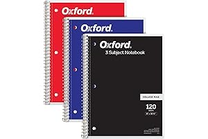 Oxford Spiral Notebooks for College Students 3 Subject