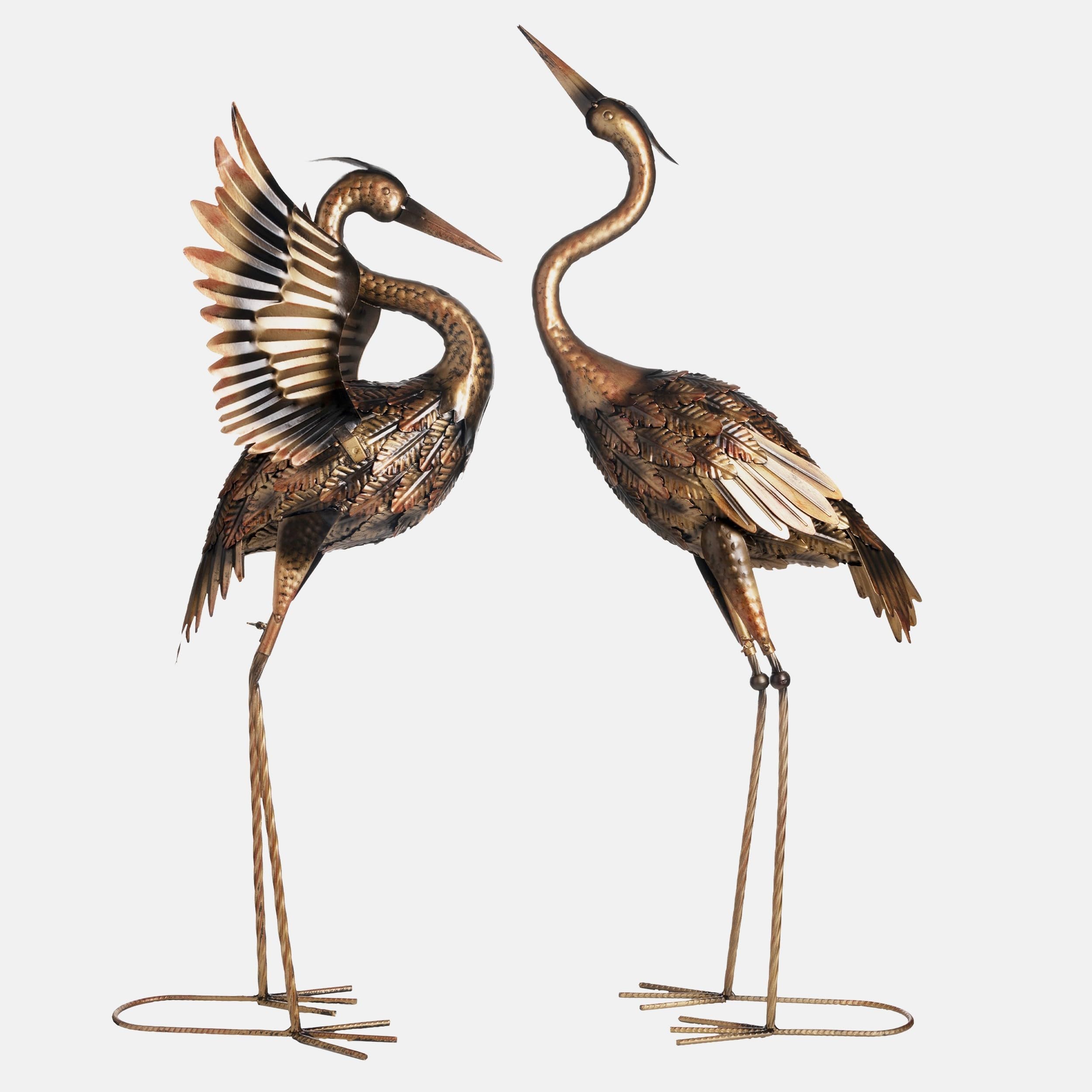 TERESA'S COLLECTIONS Brass Metal Crane Yard Art