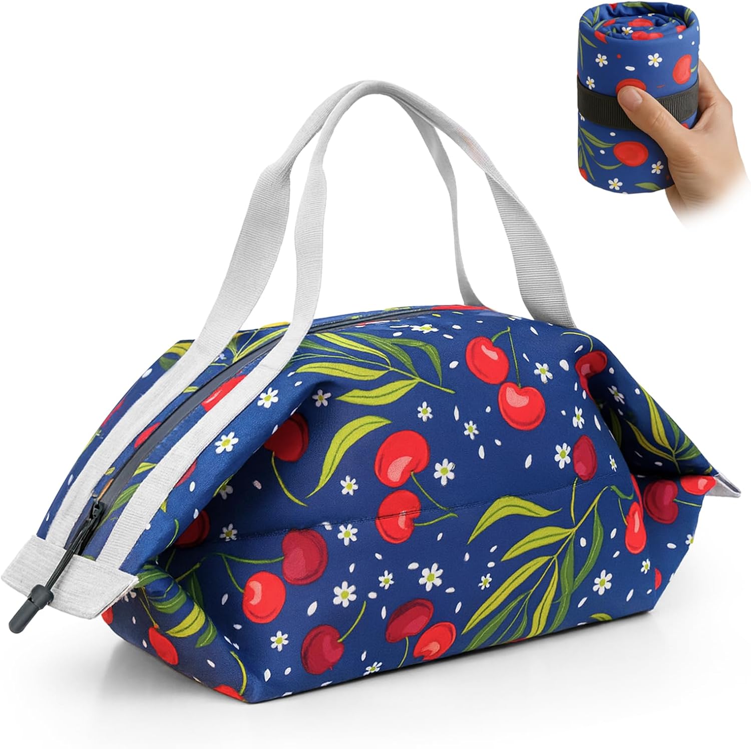 Insulated Lunch Bag Cooler bag for Women, Small Lunch Cooler Foldable Lunch Box Fresh Keep Food Lunch Container, Leakproof Lunch Tote for Work, Picnic or Travel, Cherry