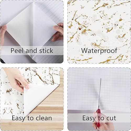 Miniatura 8 de Papel de cotact para encimeras de despegar y pegar, papel de contacto de mármol mate para salpicaduras, papel tapiz impermeable para baño, papel