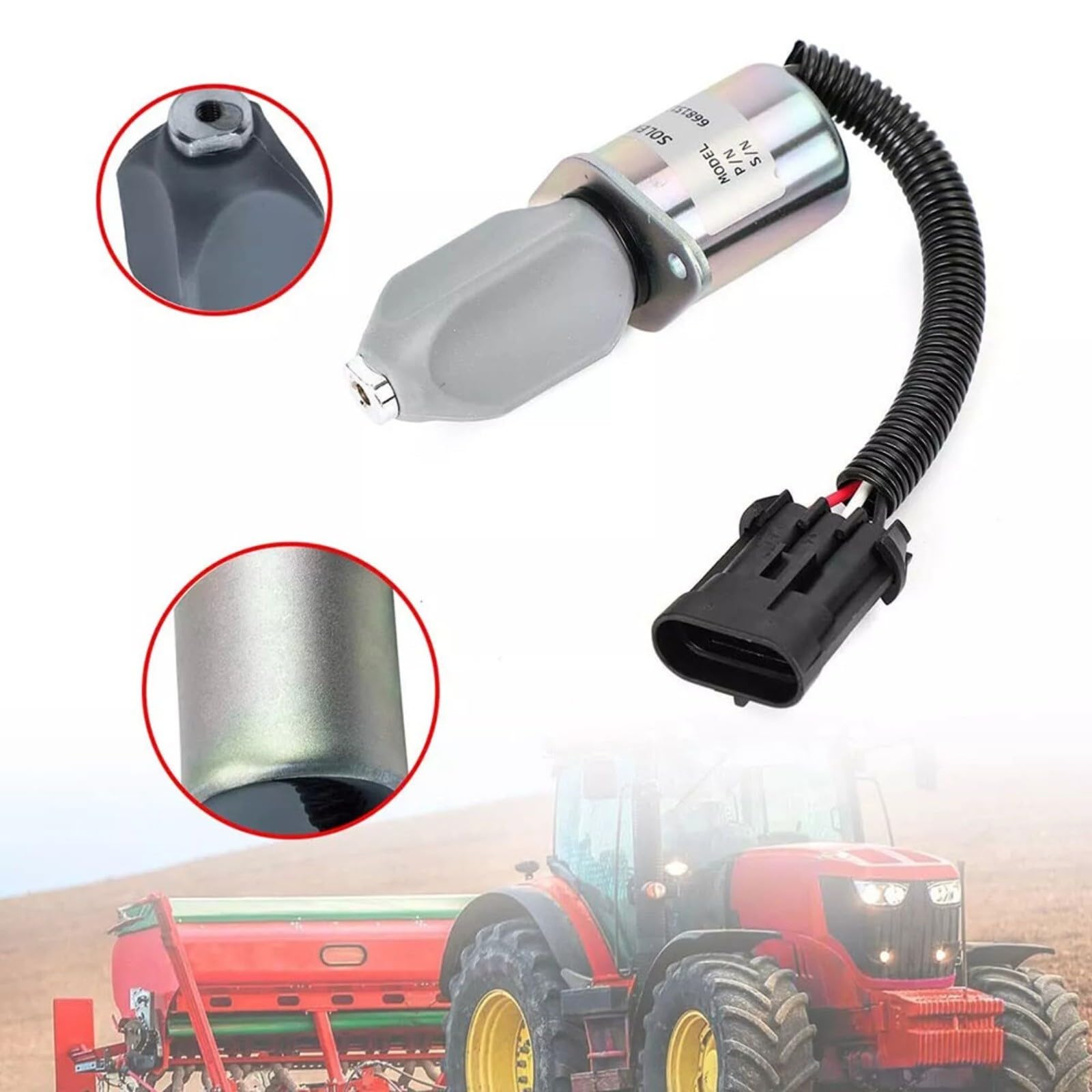 Interruptor solenoide de corte de combustible de motor diésel de 12 V para cargadoras de minicargadoras Bobcat 751 753 763 773 7753 S150 S160 S175 S185 T190 para excavadoras Bobcat 325 328 331 334 337