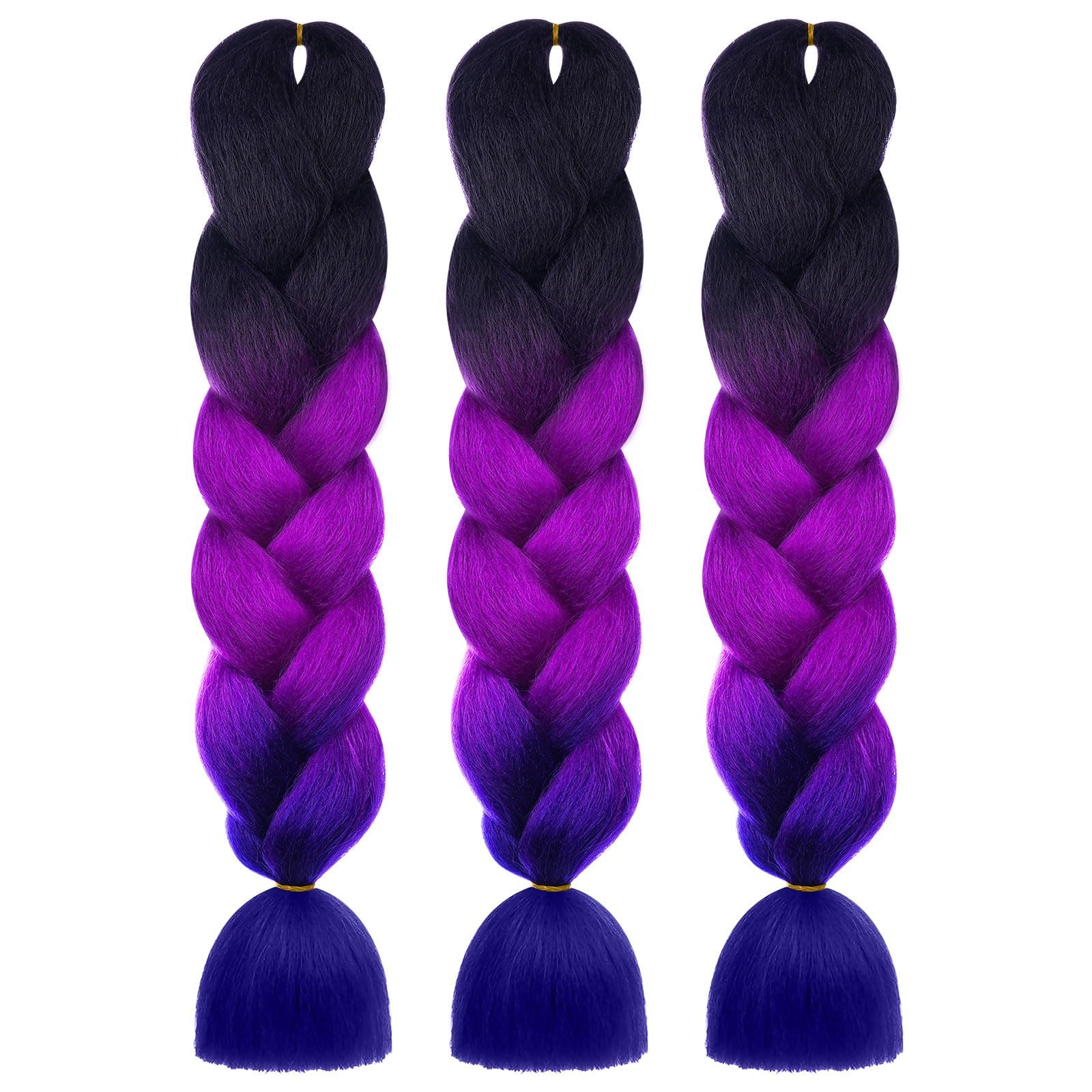 AUYAO Braiding Hair Extensions, 3Pcs Gradient Braid Hair Extension, Jumbo Braids Hair Extension Synthetic Wig