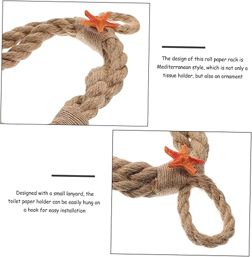 Miniatura 9 de HOMSFOU Soporte para toallas de papel de cordel, soporte rústico para toallas de mano, soporte de papel higiénico de granja, anillo para toallas de