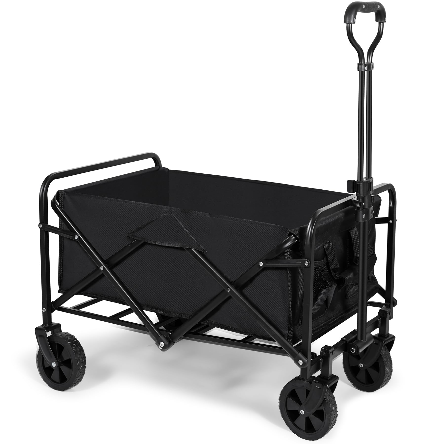AHCCSD Folding Wagon Cart,Black Collapsible Stroller Outdoor Beach