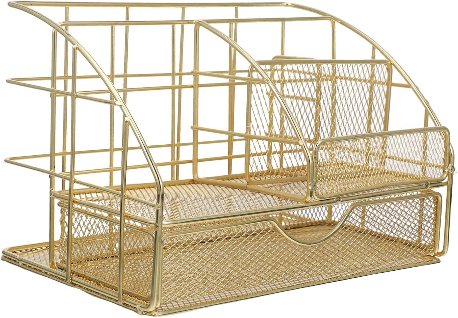 File Organizer Desk Office Accessories Locker Accessories Vertical File Holder Cute Organizers Mail Organizer Countertop Paper Organizer Storage Office Organization Golden Iron