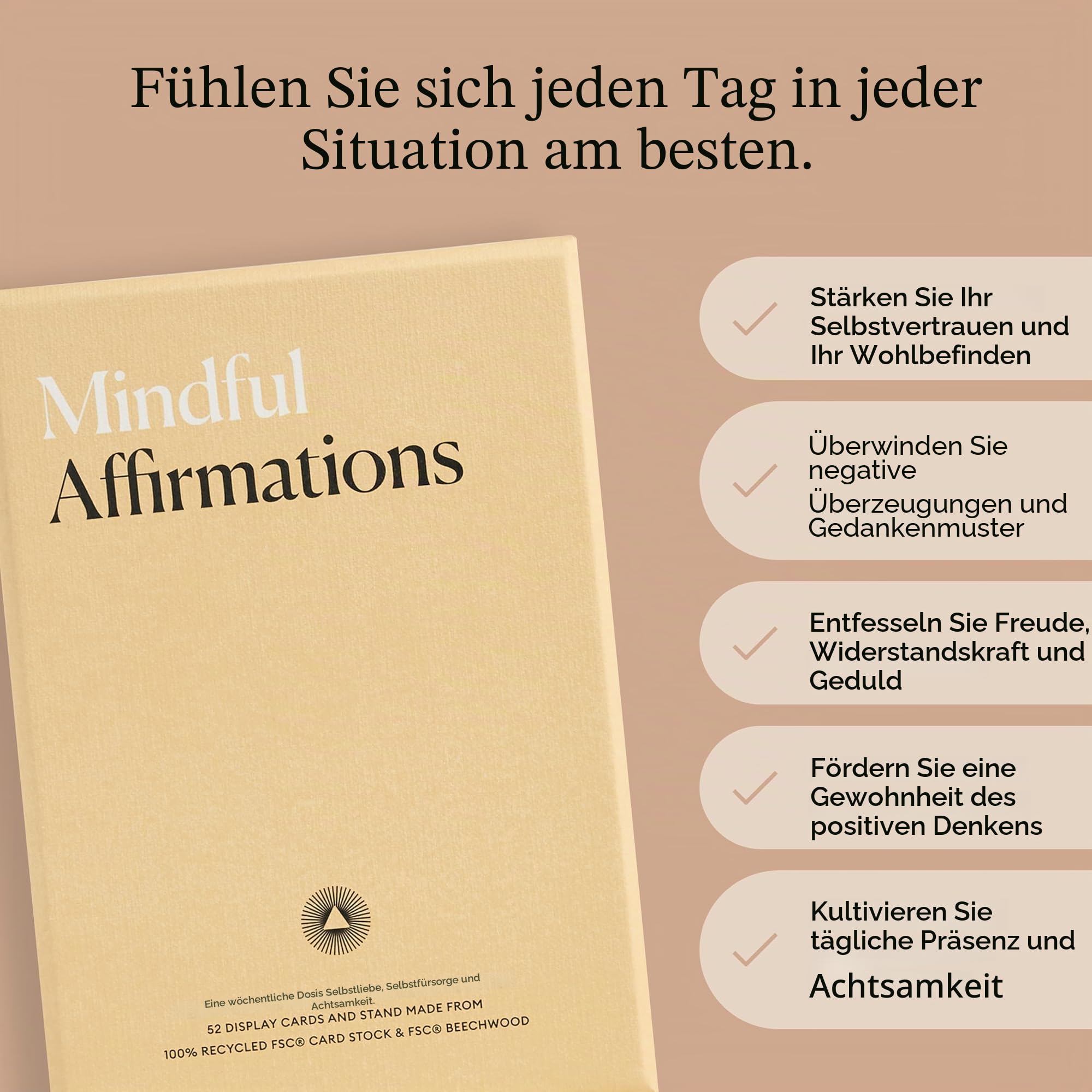 Intelligente Veränderung Intelligente Veränderung Achtsame Affirmationskarten, 52er-Deck – Wöchentliche positive Affirmationen für Selbstwertgefühl und Stressabbau – Mantras und Meditationswerkzeuge –