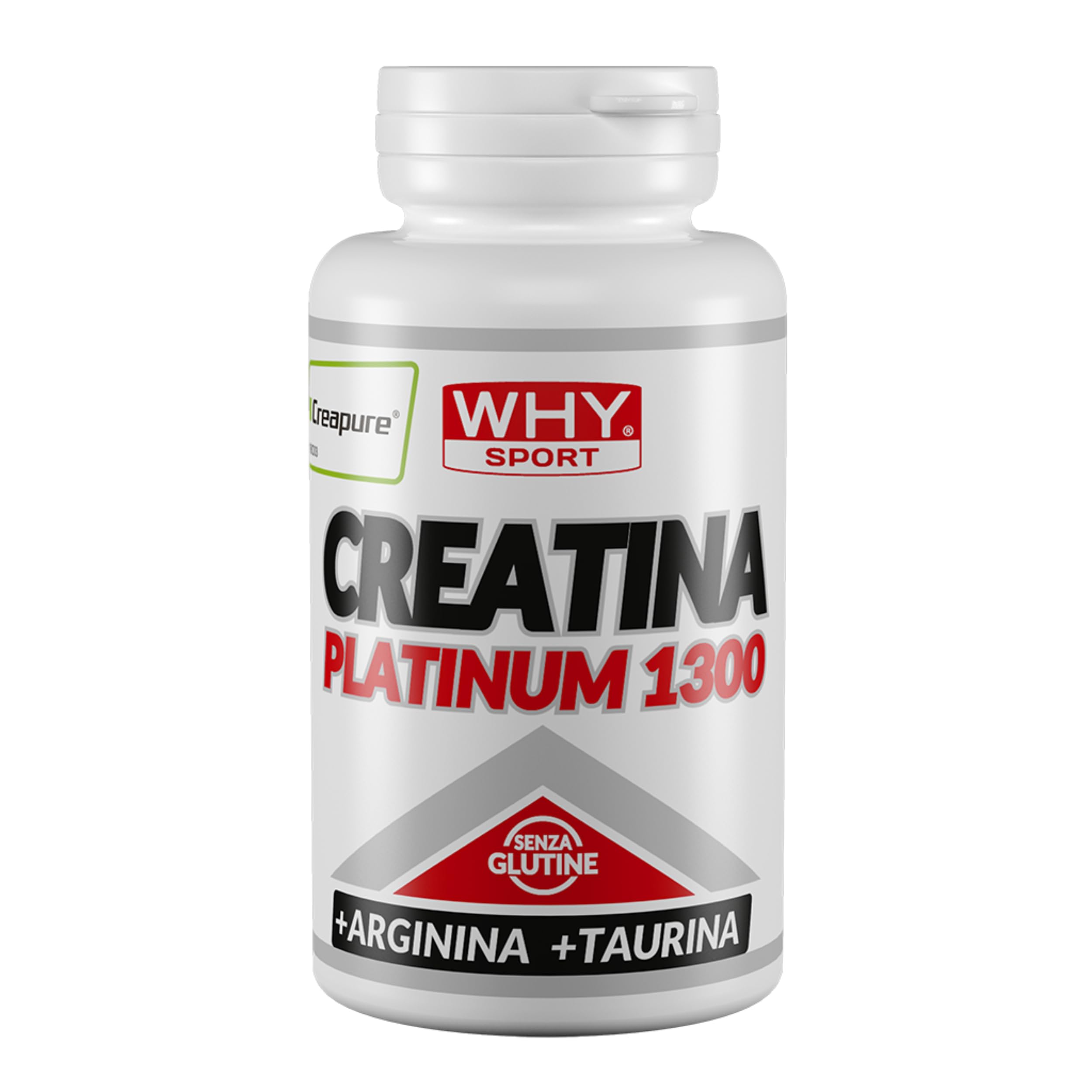 WHY SPORT CREATINA PLATINUM 1300 - Creatina - Pre Workout - Integratore Alimentare a Base di Creatina Monoidrato, Taurina e Arginina – 120 Compresse