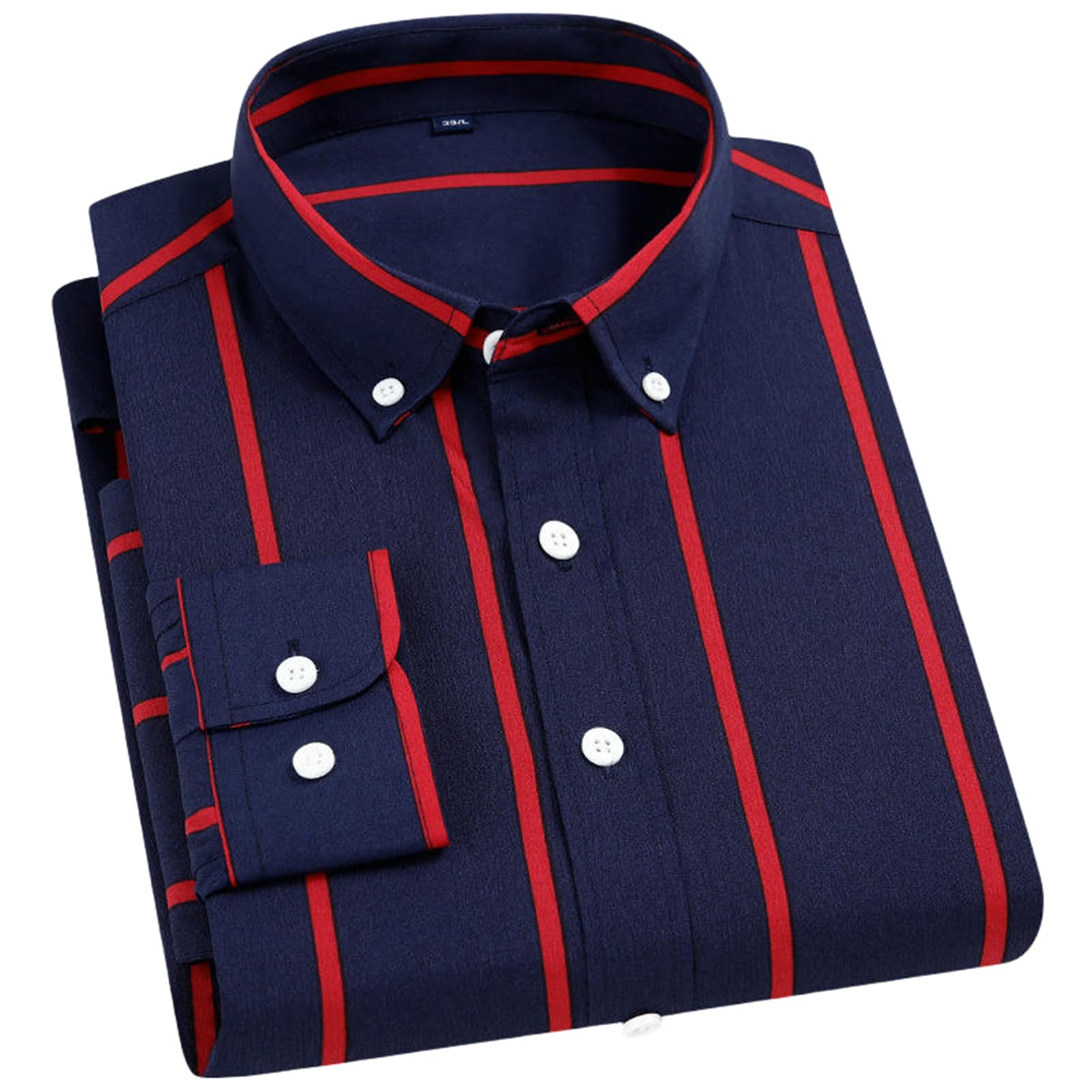 Camicia a maniche lunghe da uomo a righe elastiche stile coreano slim fit business casual senza pieghe