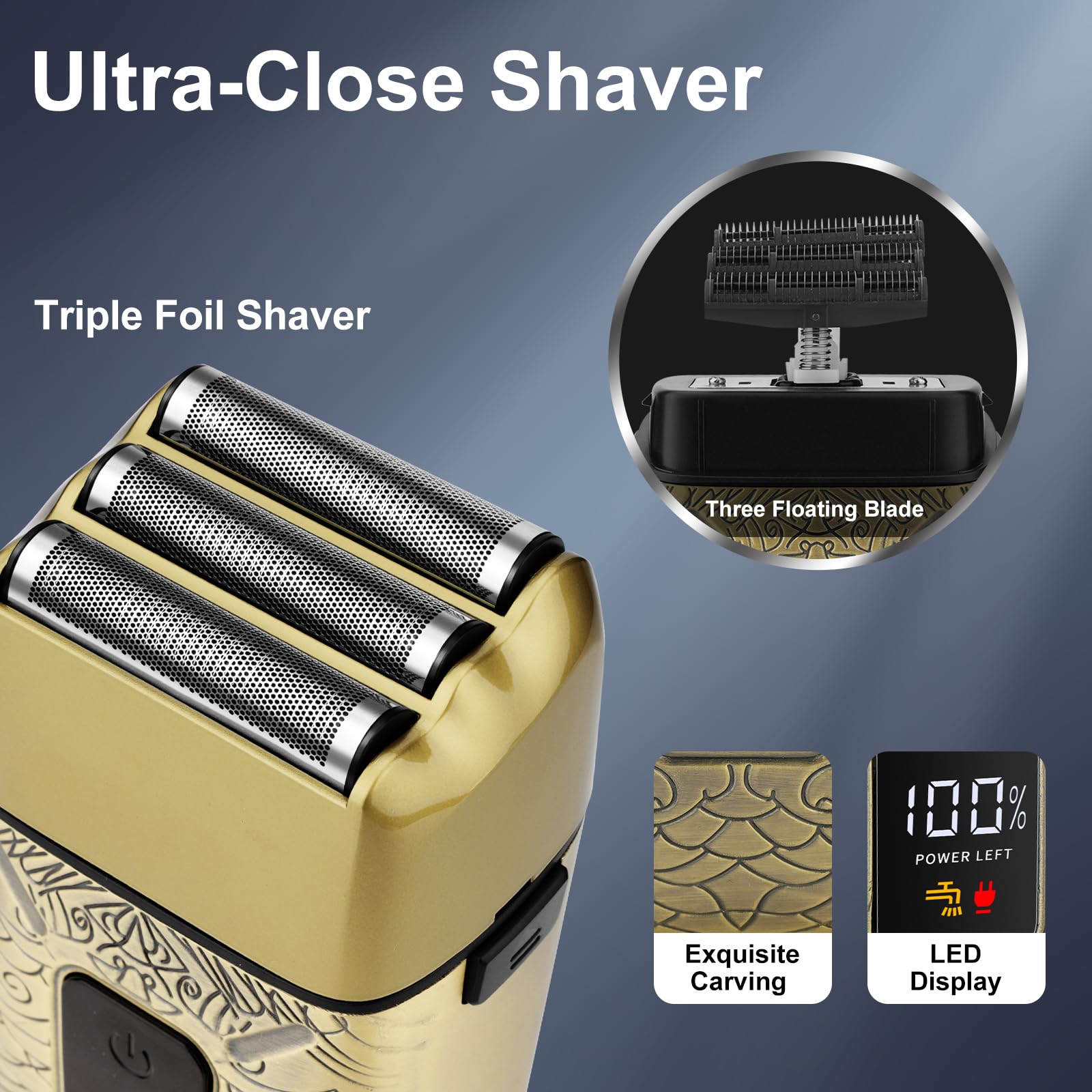Afeitadoras eléctricas para hombres, maquinilla de afeitar eléctrica resistente al agua, potente motor, afeitadoras de cabeza para hombres calvos, recortadora de barba de triple lámina, 3