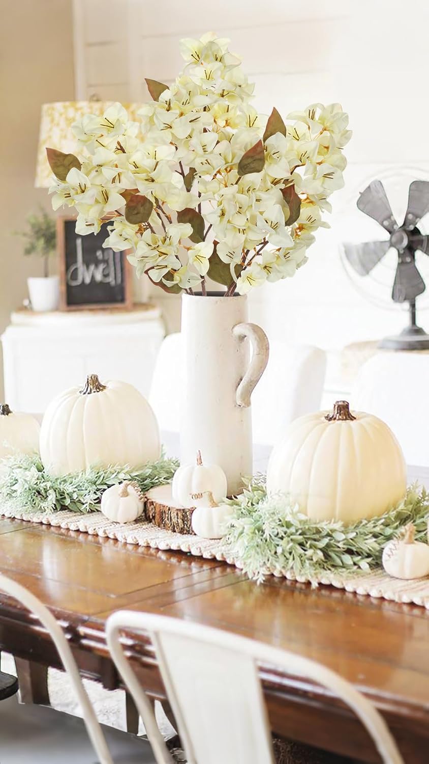 Briful Bougainvillea Artificial Flowers 5 Pack 27.5'' Fake Bougainvillea Floral Stems Realistic Silk Floral Arrangements for Home Weddings Parties Table Vase Centerpiece Decor(Beige) - Image 7