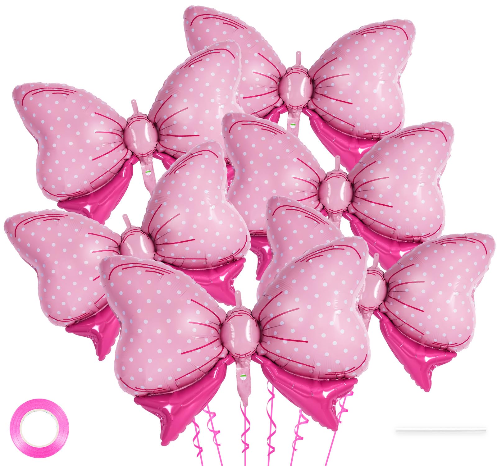 6 Pcs Pink Bow Balloons for Girls, 35 Inch Bow Foil Balloons,Bows Gender Reveal Decorations for Birthday Party Wedding Baby Shower Mouse Party