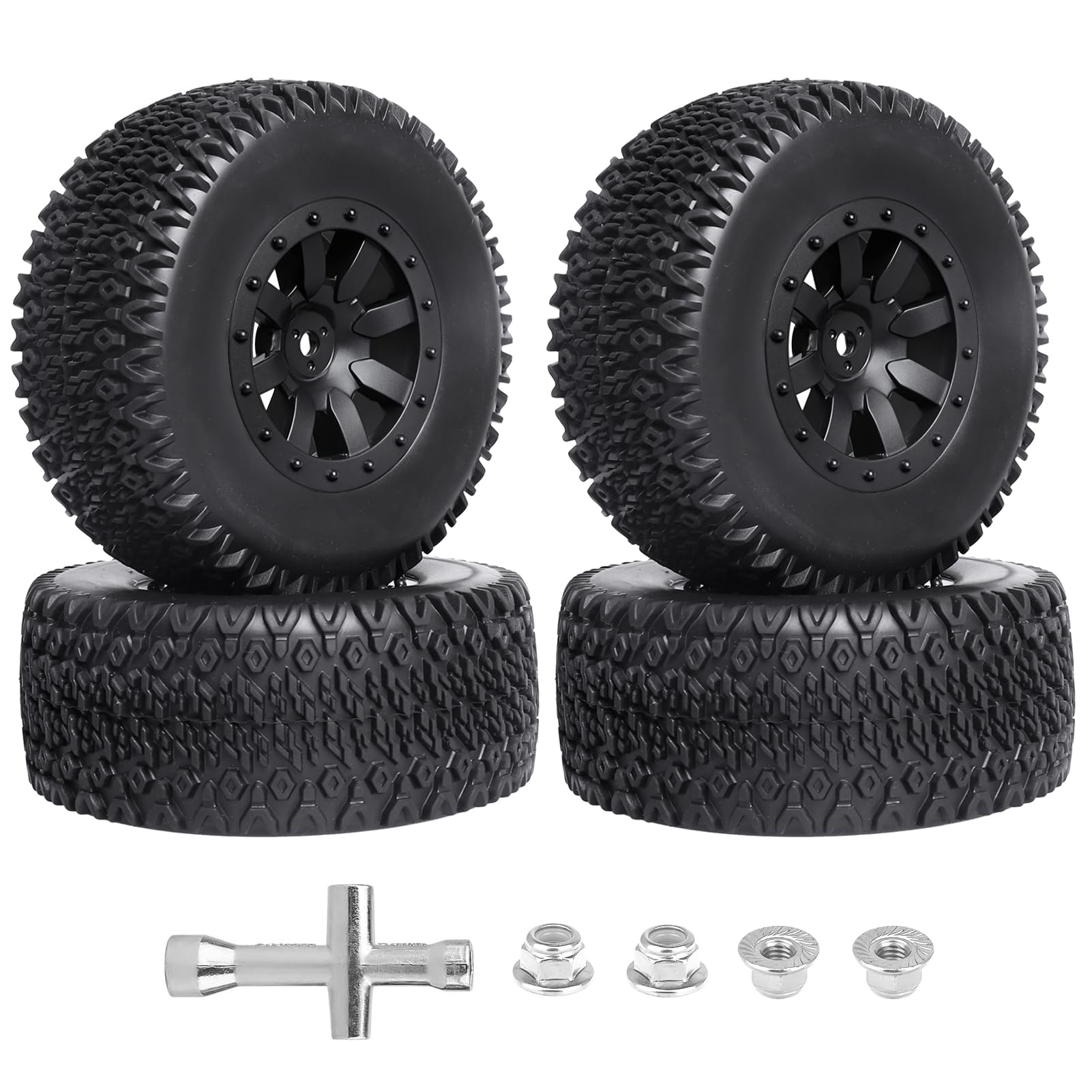 Photo 1 of FriHobby Pre-Glued RC 1/10 Short Course Truck Tires and Wheels Set
