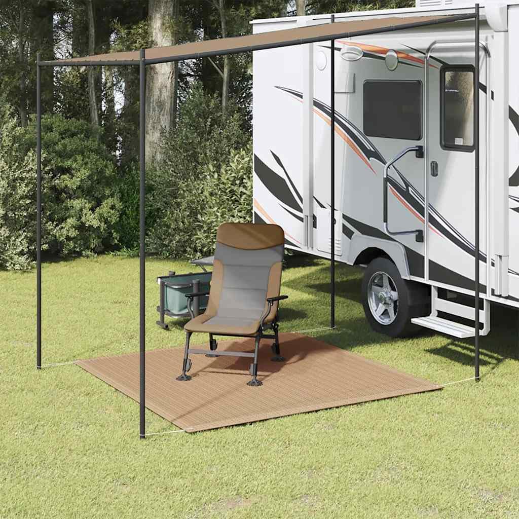 Zeltteppich 200x200 cm Taupe aus hochdichtem Polyethylen wetterbeständig atmungsaktiv mit Ösen zur Befestigung für Camping Outdoor Wandern Regenschutz und Bodenschutz