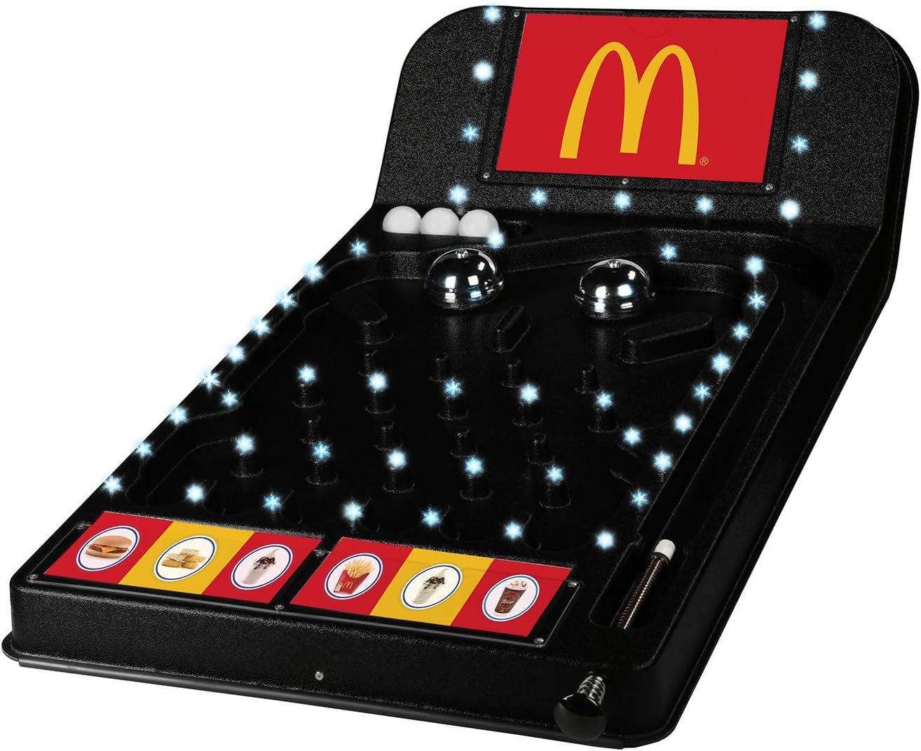 Prize Pinballs for Prizes – Prize Pinball Game with LED Lights for Fundraisers, Trade Shows, Classrooms – Super-Durable ABS Plastic with Chrome Plated Steel Bells and Ball Shooter